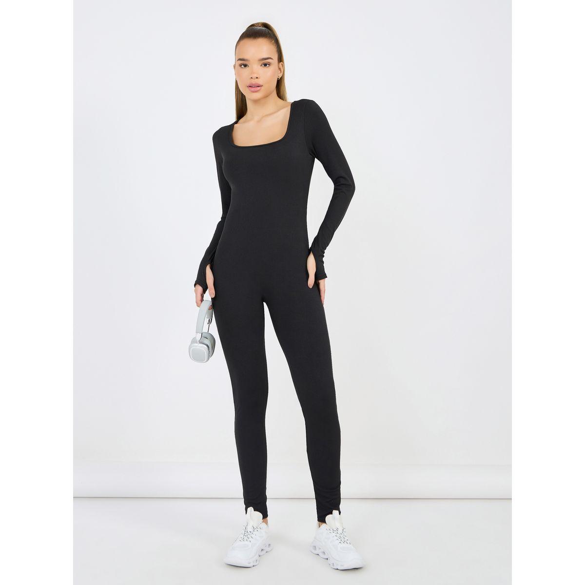 Styli Active Textured Thumbhole Detail Square Neck Unitard-women-clothing-sportswearandactivewear-trackpantsandtracksuits-image-1