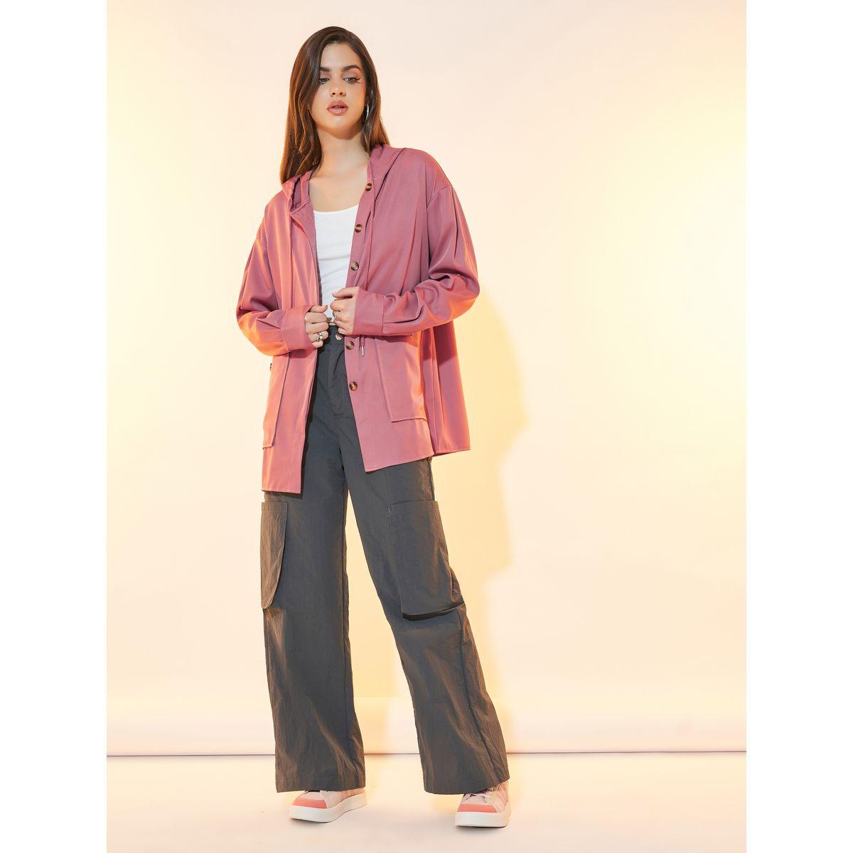جاكيت بياقة هودي وأزرار مع جيوب منزلقة-women-winterwear-coatsandjackets-jackets-image-4