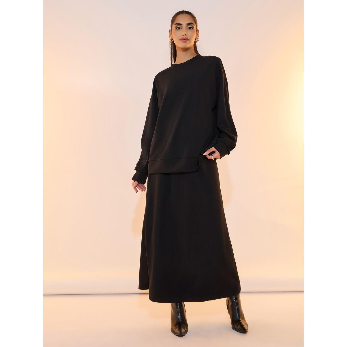 Take Two Solid Drop Shoulder Oversized Top and Skirts Co-Ords Set-women-clothing-coordsets-image-1