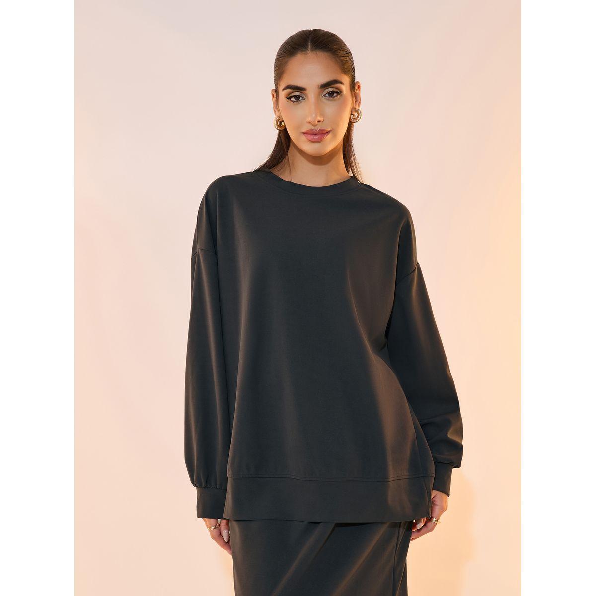 Take Two Solid Drop Shoulder Oversized Top and Skirts Co-Ords Set-women-clothing-coordsets-image-2