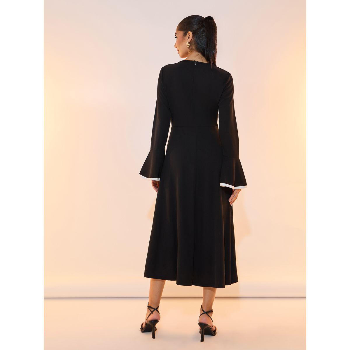 Take Two Contrast Bell Sleeves A-Line Midi Dress-women-clothing-dresses-image-6