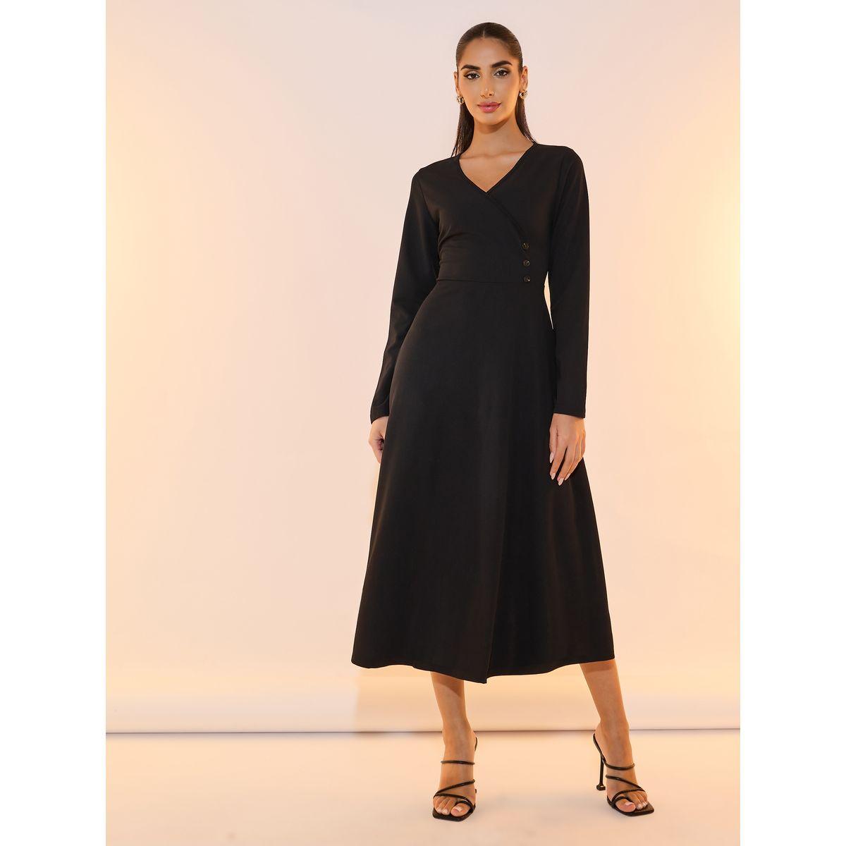 فستان ميدي بحافة واسعة وتفاصيل أزرار-women-clothing-dresses-image-4