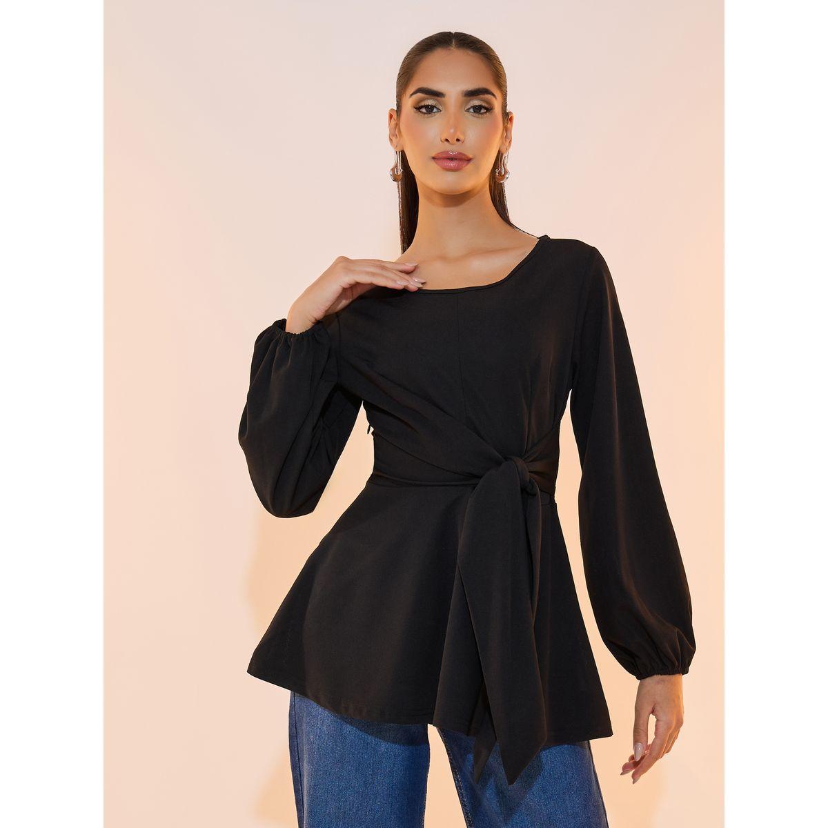 Take Two Solid Wrap Round Neck Blouse-women-clothing-shirtsandblouses-blouses-image-1