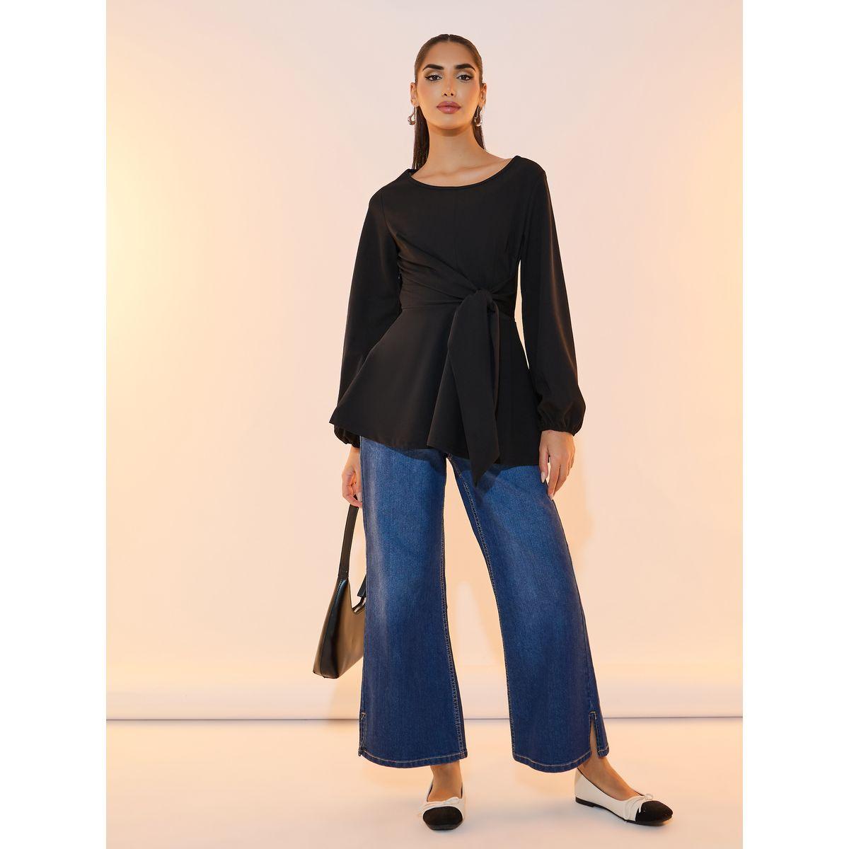 Take Two Solid Wrap Round Neck Blouse-women-clothing-shirtsandblouses-blouses-image-2
