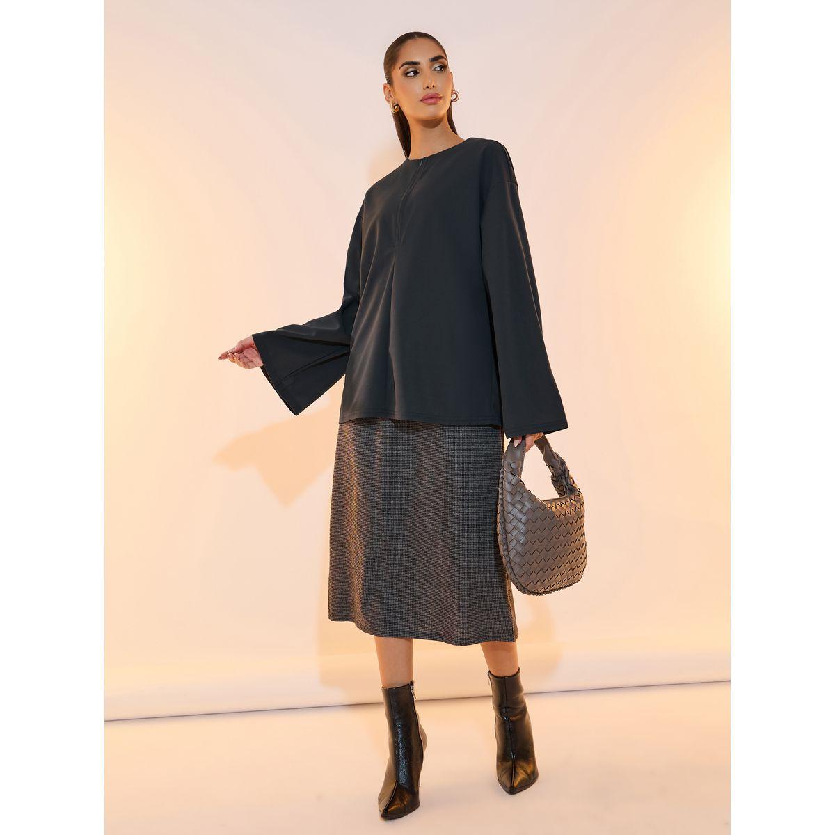 Take Two Solid Half-Zipper Bell Slevee Blouse-women-clothing-shirtsandblouses-blouses-image-2