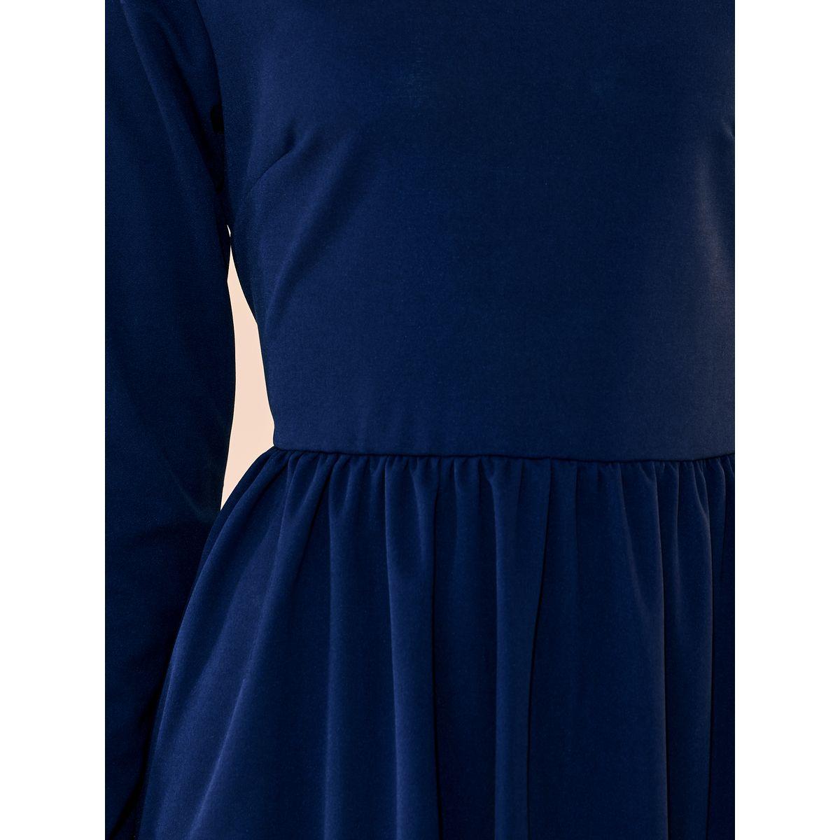 Take Two Solid Pleated Waist Boat Neck Midi Dress-women-clothing-dresses-image-3