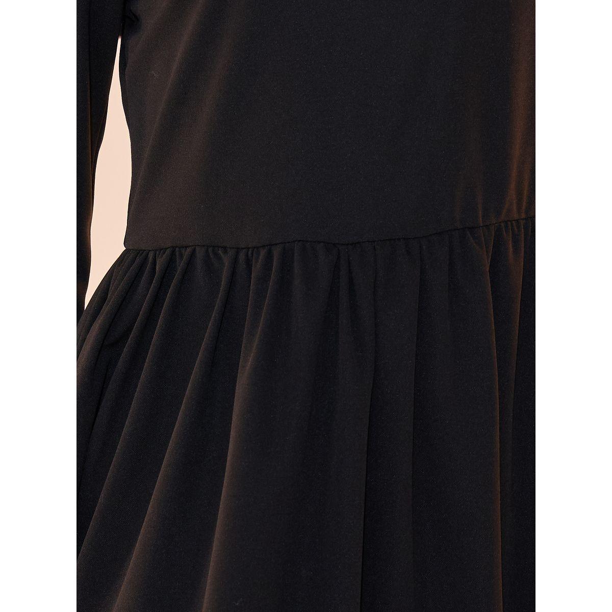 فستان ميدي سادة بياقة قارب وكسرات-women-clothing-dresses-image-3