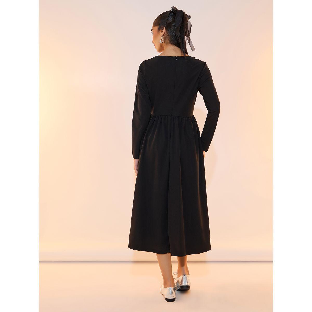 فستان ميدي سادة بياقة قارب وكسرات-women-clothing-dresses-image-6