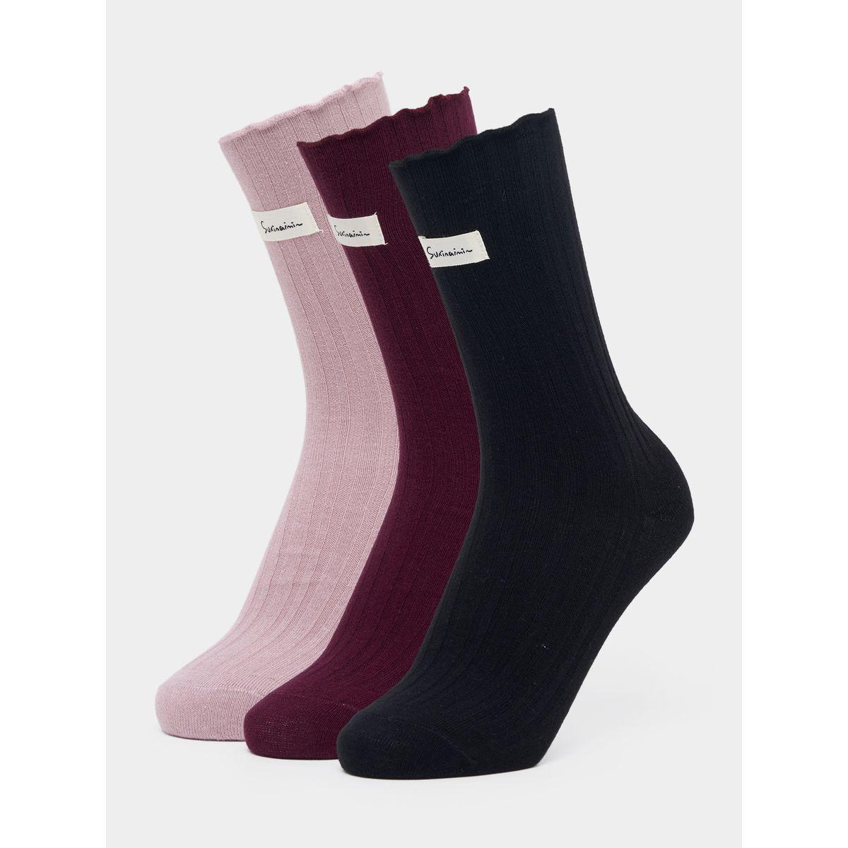 Styli Pack Of 3 - Patch Detail Socks with Frill Trim-women-socksandstockings-image-1