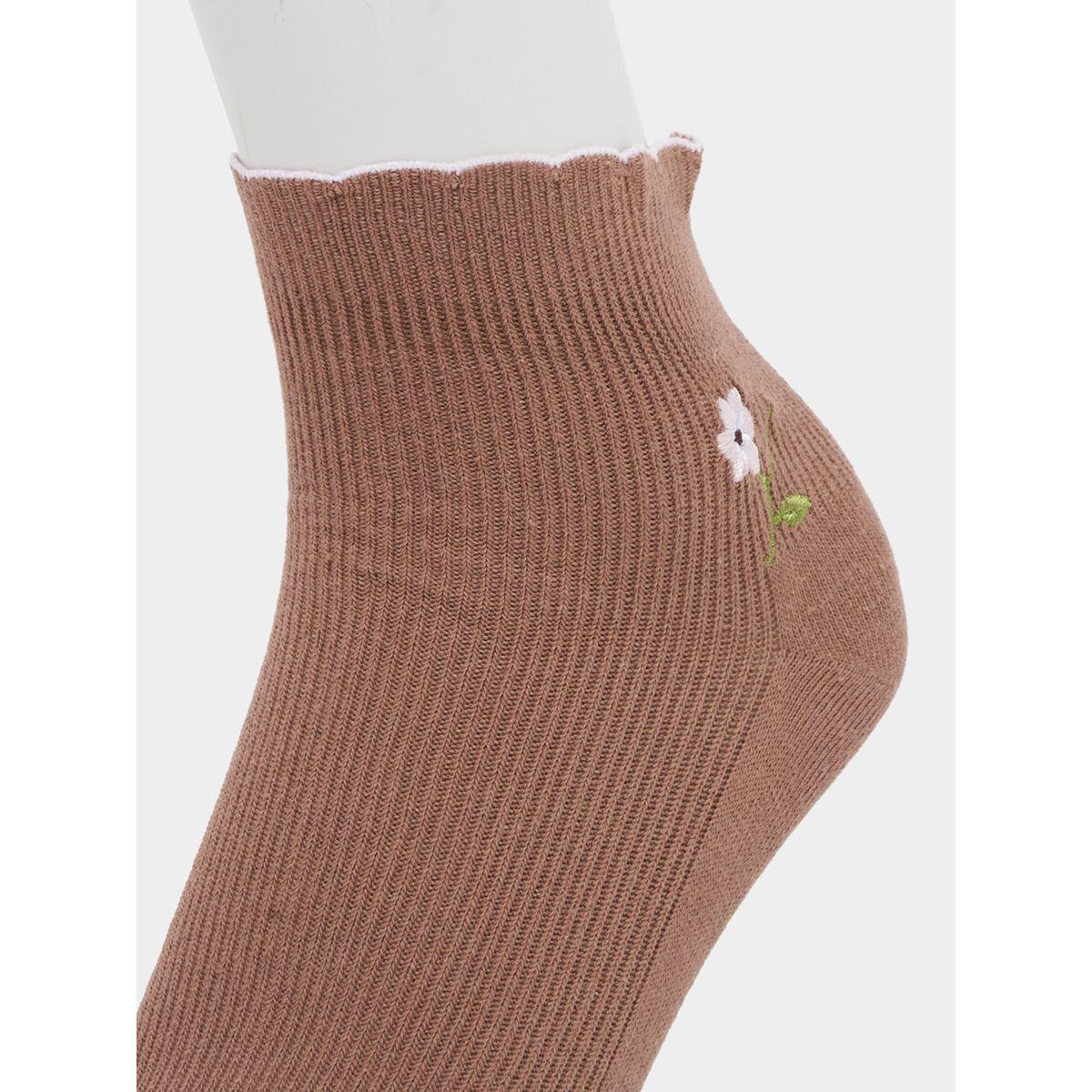 Styli Pack Of 3 - Floral Embroidered Socks-women-socksandstockings-image-3
