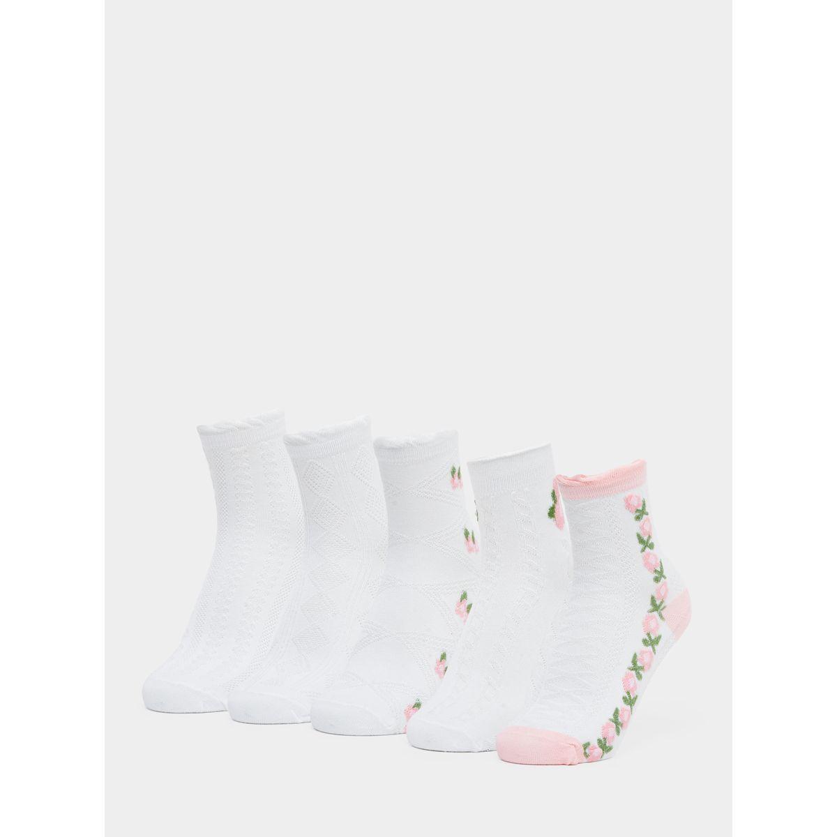 مجموعة من 5 جوارب مُطرّزة بزهور-women-socksandstockings-image-1