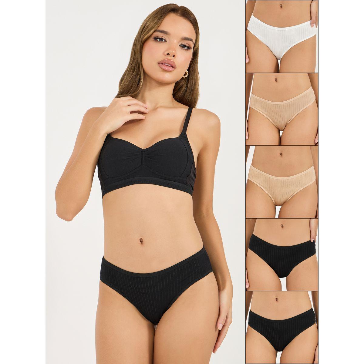 مجموعة من 5 سراويل داخلية سادة-women-clothing-lingerie-panties-image-1