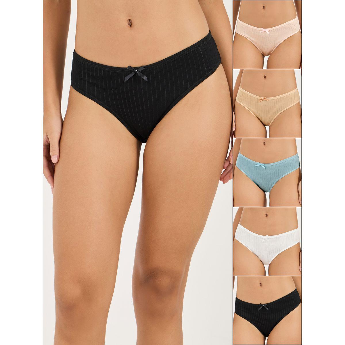Styli Pack of 5 - Cotton Solid Bikini Brief-women-clothing-lingerie-panties-image-1