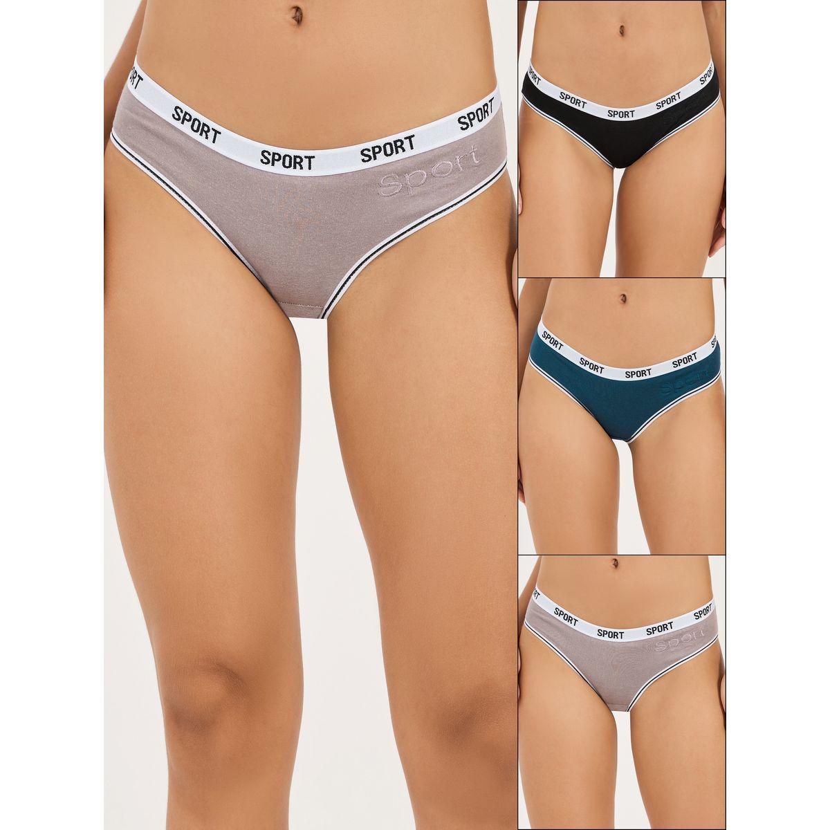Styli Pack of 3 - Sport Text Elastic Cotton Bikini Brief-women-clothing-lingerie-panties-image-1