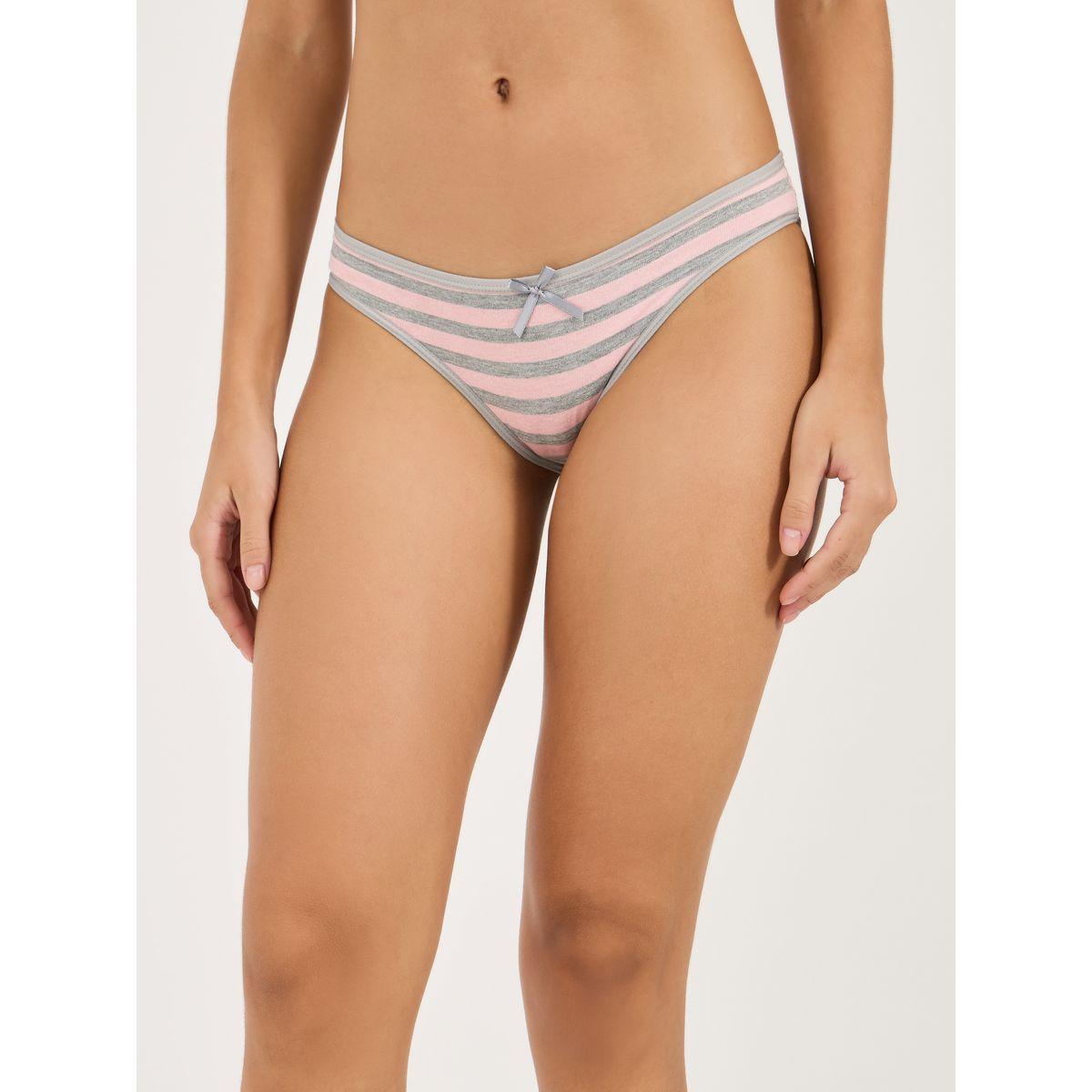 مجموعة من 6 سراويل داخلية بكيني مخططة-women-clothing-lingerie-panties-image-5