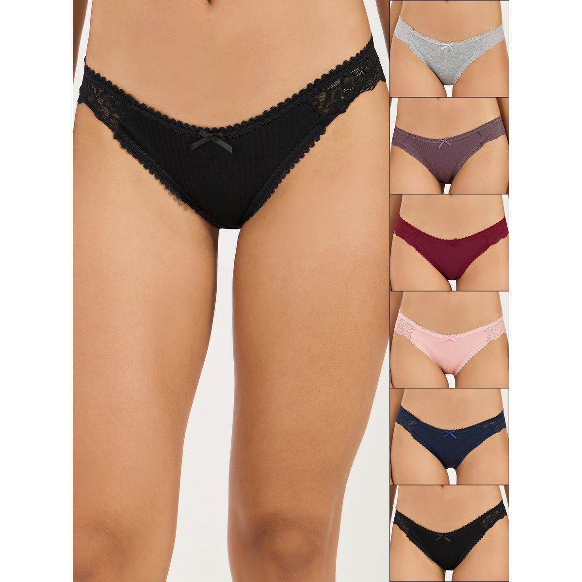 Styli Pack of 6 - Scalloped Lace Edge Cotton Bikini Brief-women-clothing-lingerie-panties-image-1