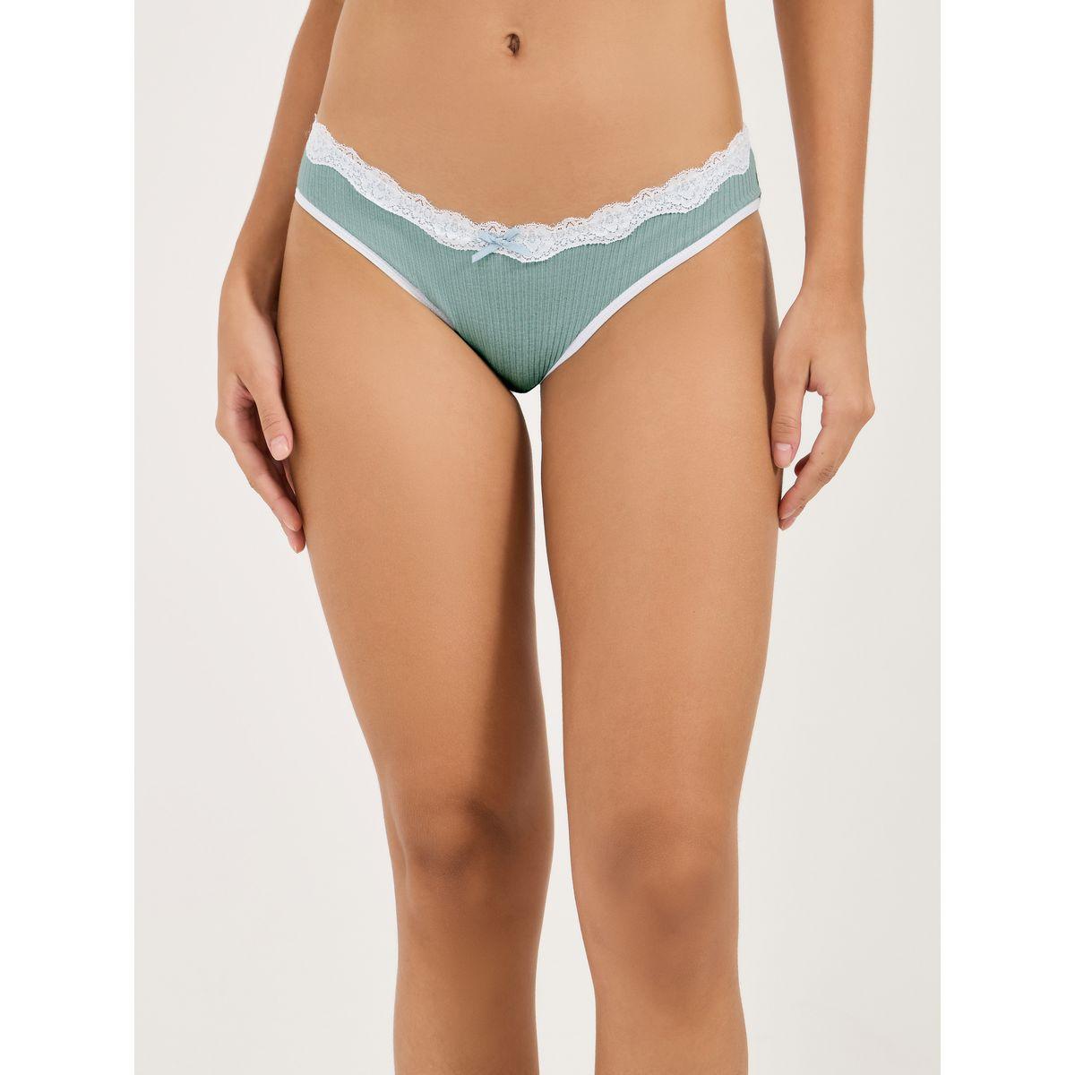 Styli Pack of 6 - Contrast Lace & Bow Trim Cotton Bikini Brief-women-clothing-lingerie-panties-image-2