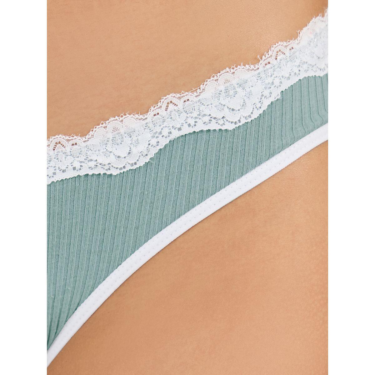 Styli Pack of 6 - Contrast Lace & Bow Trim Cotton Bikini Brief-women-clothing-lingerie-panties-image-3