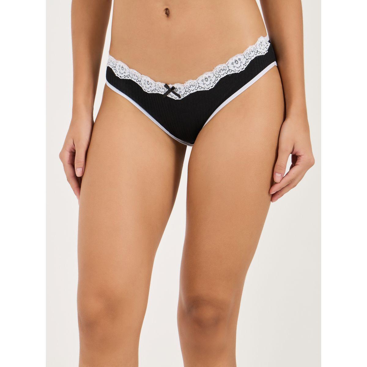 Styli Pack of 6 - Contrast Lace & Bow Trim Cotton Bikini Brief-women-clothing-lingerie-panties-image-5