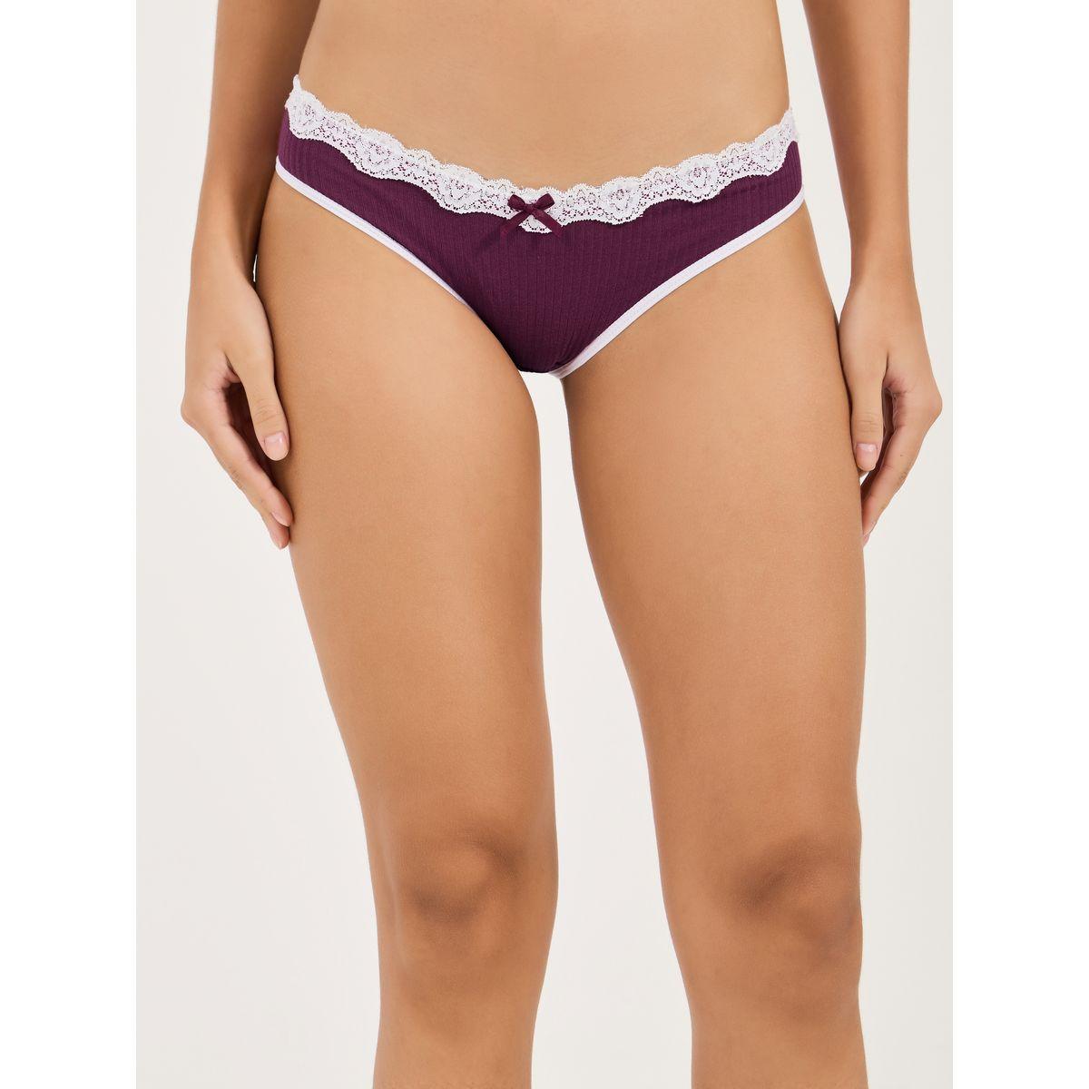 Styli Pack of 6 - Contrast Lace & Bow Trim Cotton Bikini Brief-women-clothing-lingerie-panties-image-6