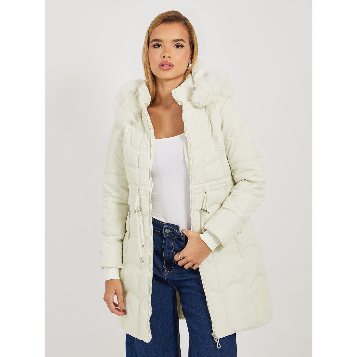 Styli Regular Fit Longline Padded Coat with Faux Fur Hoodie-women-winterwear-coatsandjackets-coats-image-1