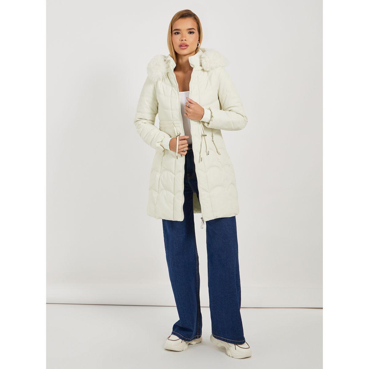 Styli Regular Fit Longline Padded Coat with Faux Fur Hoodie-women-winterwear-coatsandjackets-coats-image-2