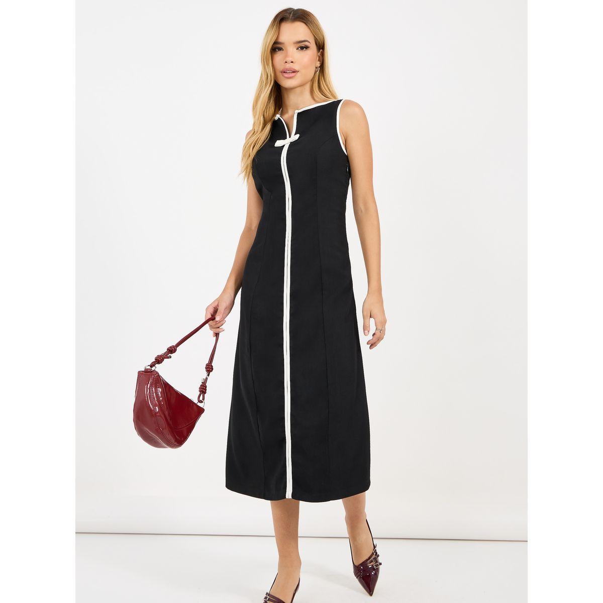 Styli Solid Sleeveless A-Line Midi Dress-women-clothing-dresses-image-4