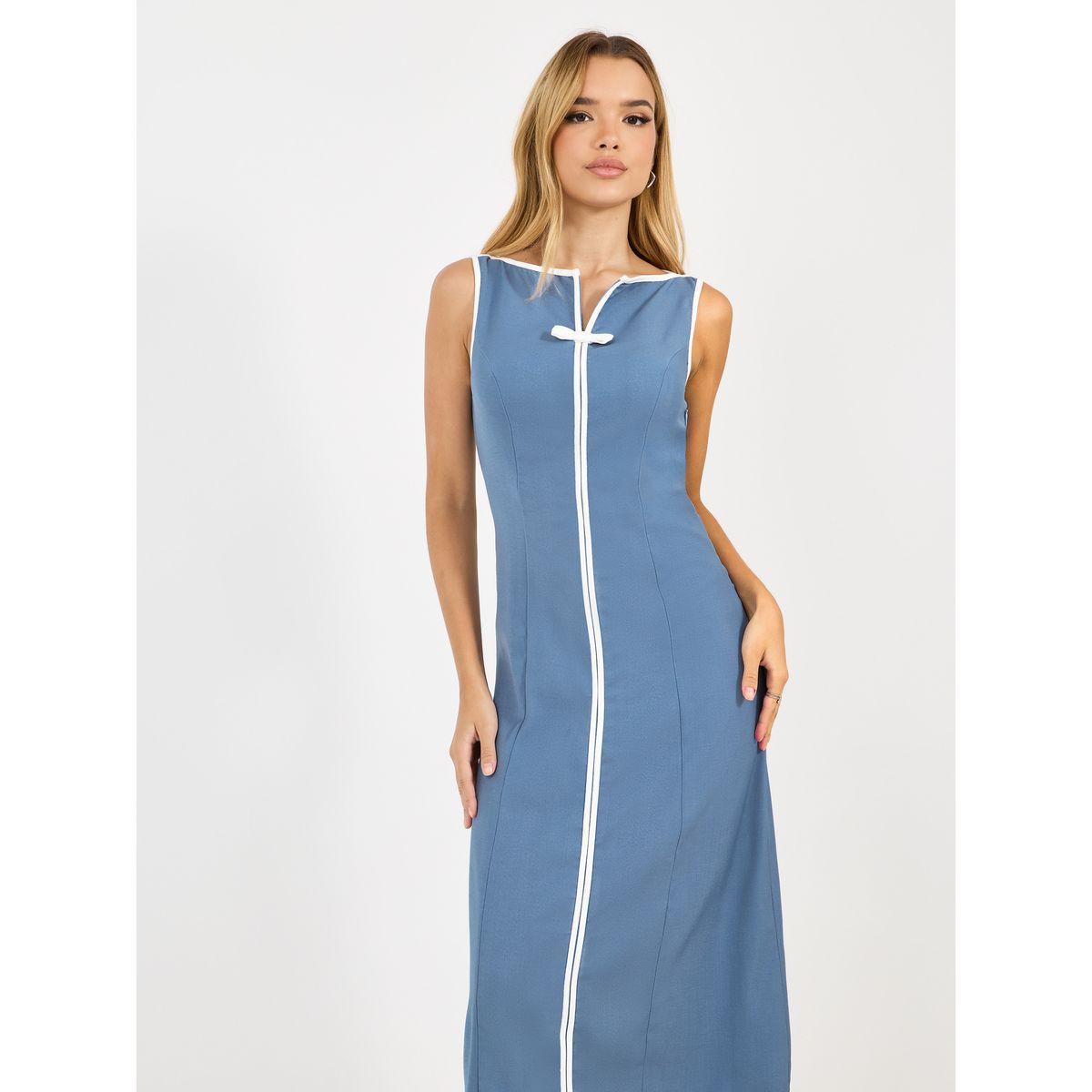 Styli Solid Sleeveless A-Line Midi Dress-women-clothing-dresses-image-2