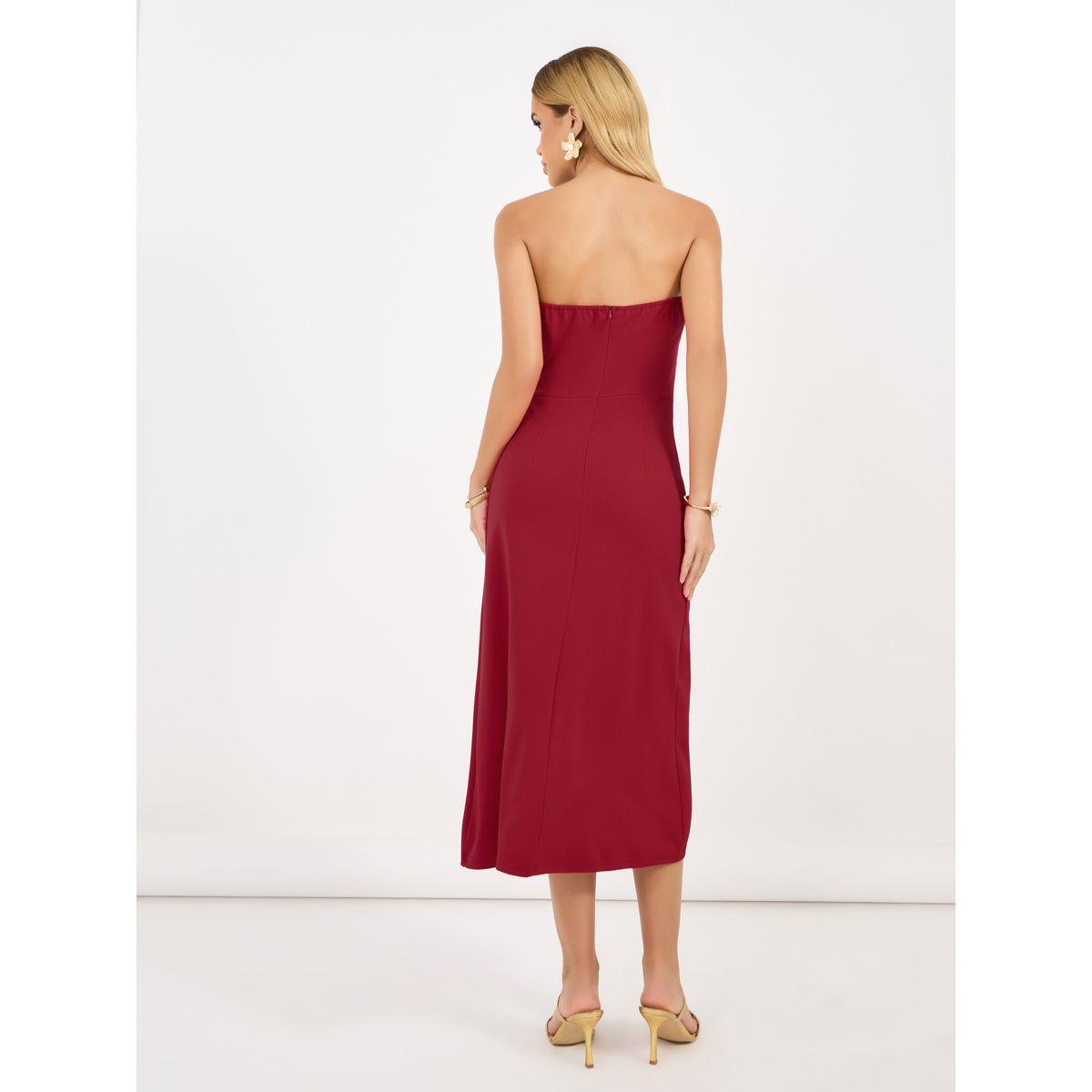 Styli Bardot Neck A-Line Midi Dress with Bow Detail-women-clothing-dresses-image-6