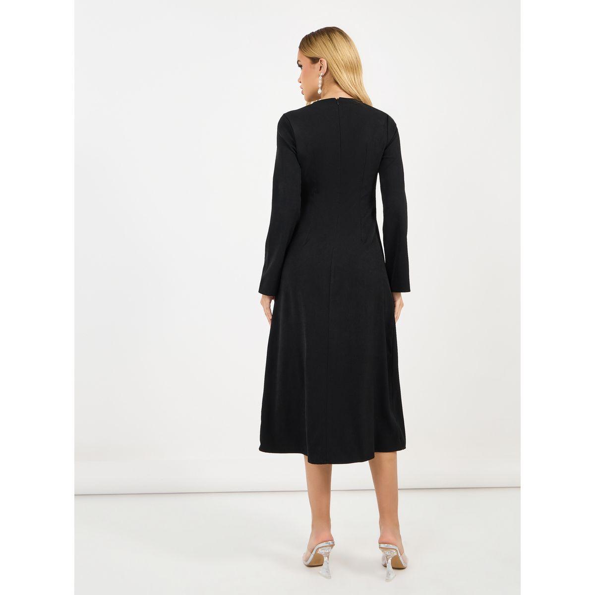 Styli Studded Bow Detail A-Line Midi Dress-women-clothing-dresses-image-6