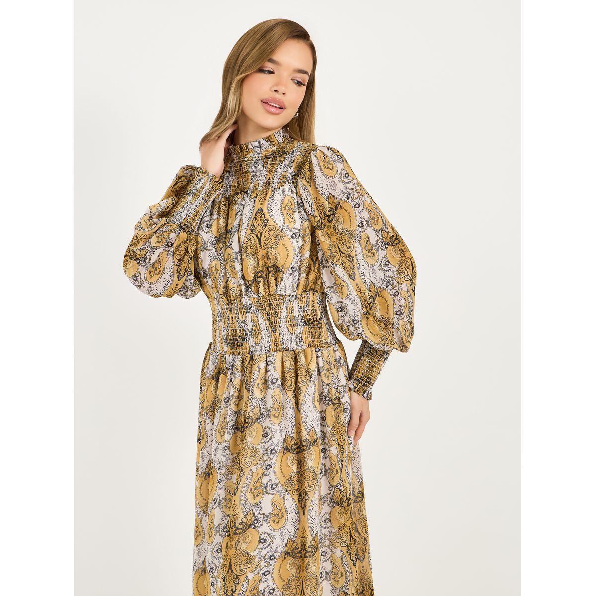Styli All Over Print Balloon Sleeves A-Line Midi Dress-women-clothing-dresses-image-2