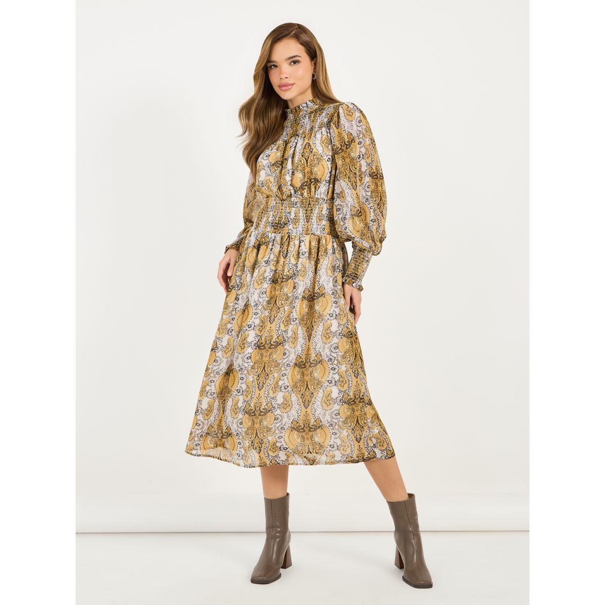 Styli All Over Print Balloon Sleeves A-Line Midi Dress-women-clothing-dresses-image-4