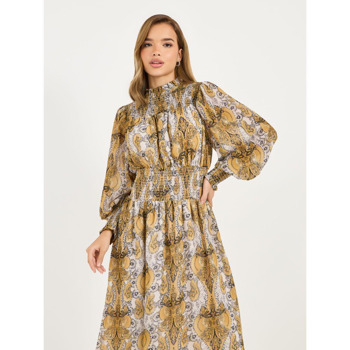 Styli All Over Print Balloon Sleeves A-Line Midi Dress-women-clothing-dresses-image-5
