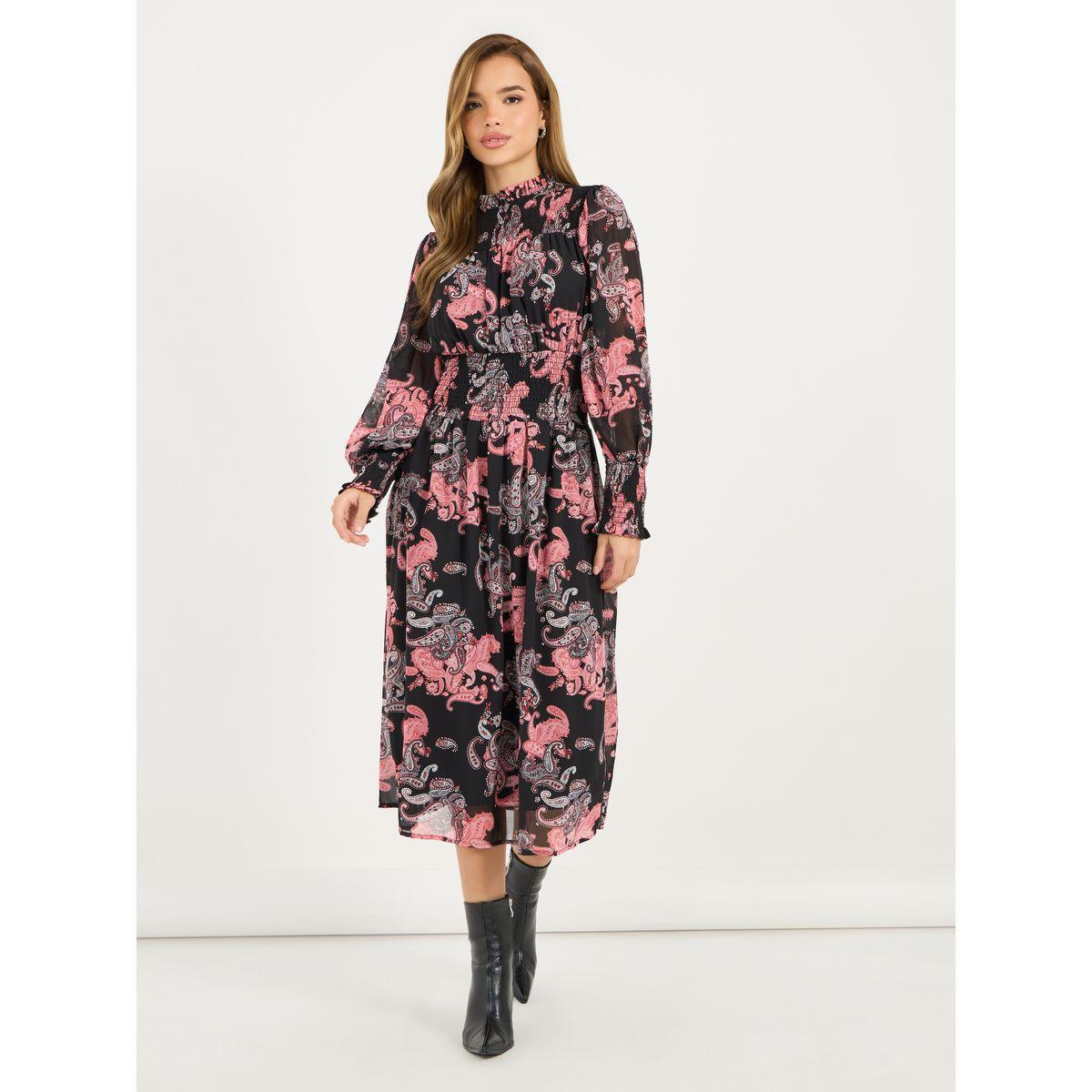 Styli All Over Print Balloon Sleeves A-Line Midi Dress-women-clothing-dresses-image-4