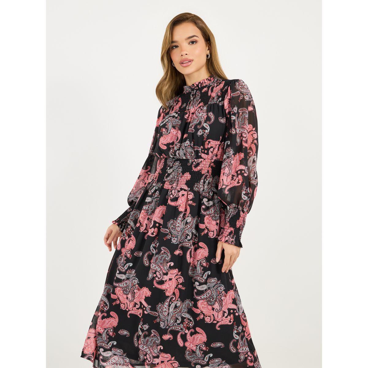 Styli All Over Print Balloon Sleeves A-Line Midi Dress-women-clothing-dresses-image-5