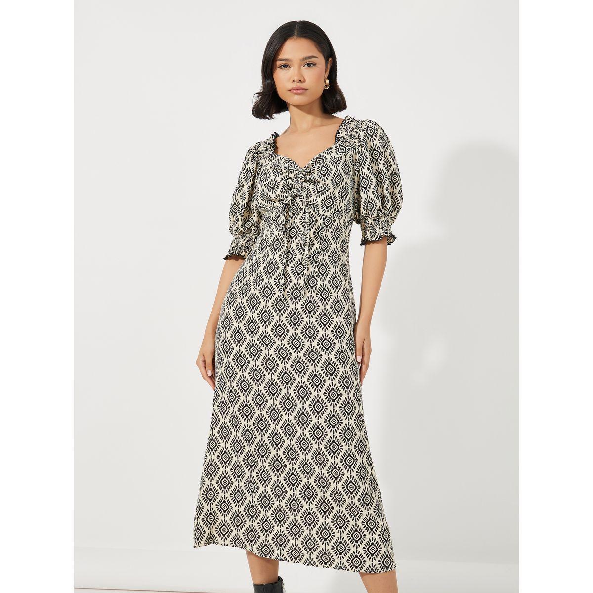 Styli All Over Print Ruched Detail Midi Dress-women-clothing-dresses-image-5