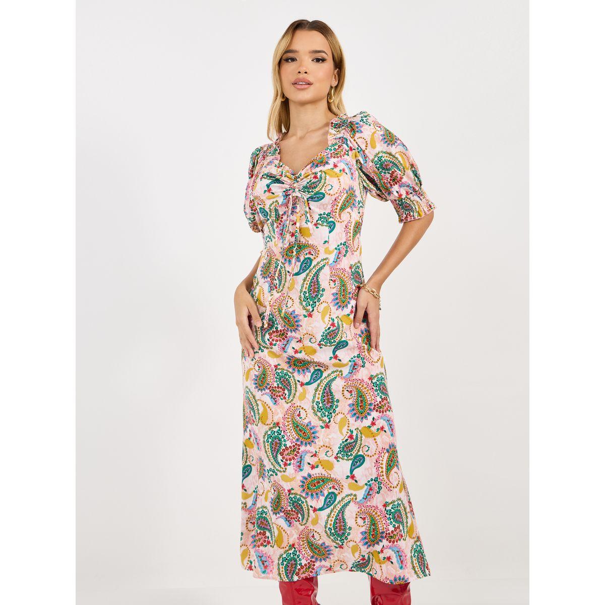 Styli All Over Print Ruched Detail Midi Dress-women-clothing-dresses-image-2