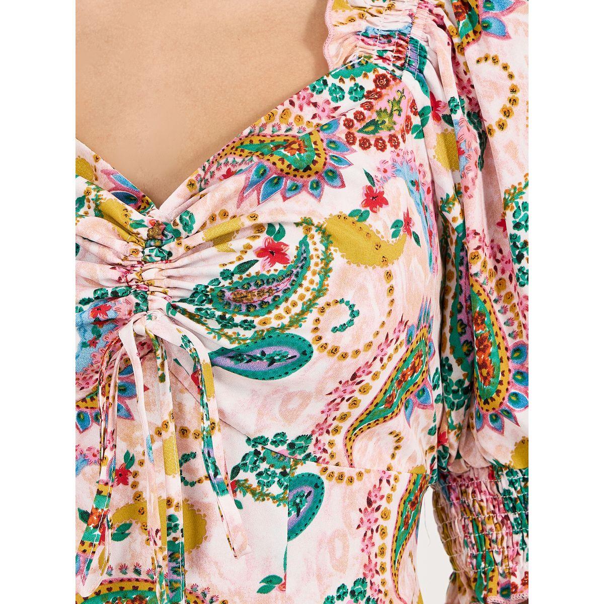Styli All Over Print Ruched Detail Midi Dress-women-clothing-dresses-image-3