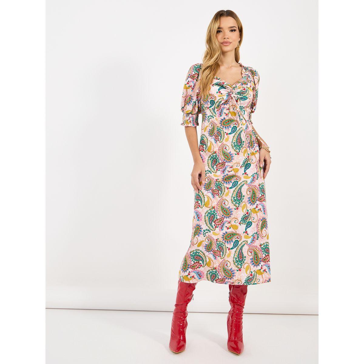 فستان ميدي مطبع بالكامل مع أكمام قصيرة وكشكش-women-clothing-dresses-image-4