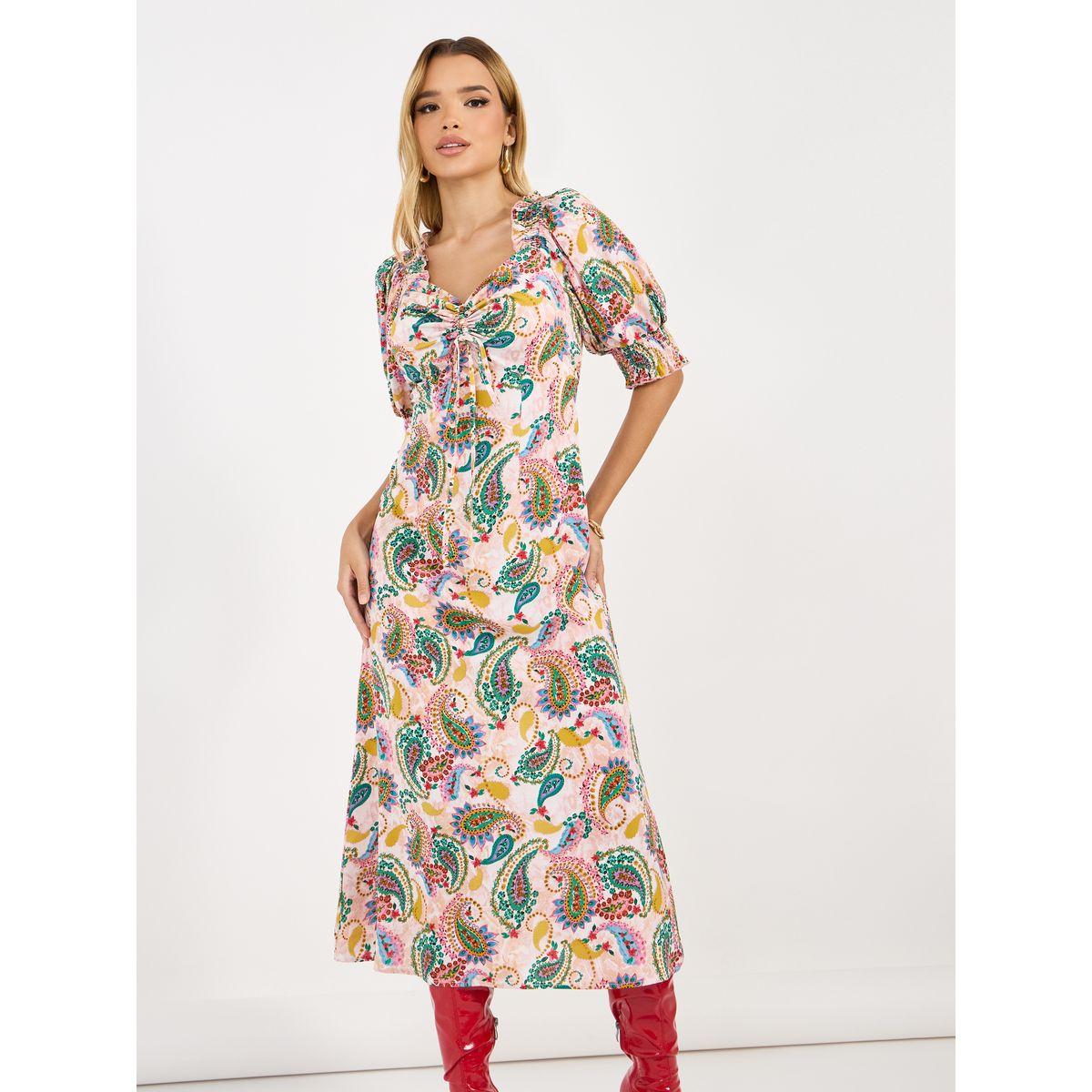 فستان ميدي مطبع بالكامل مع أكمام قصيرة وكشكش-women-clothing-dresses-image-5
