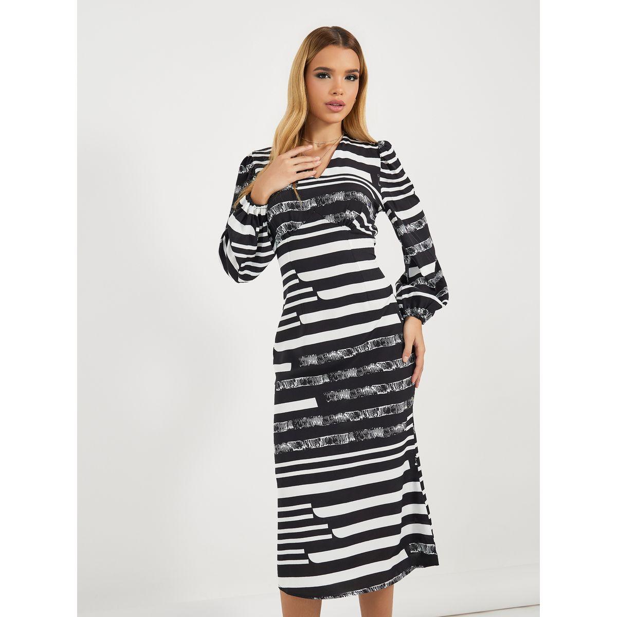فستان ميدي مخطط بأكمام بالون-women-clothing-dresses-image-5