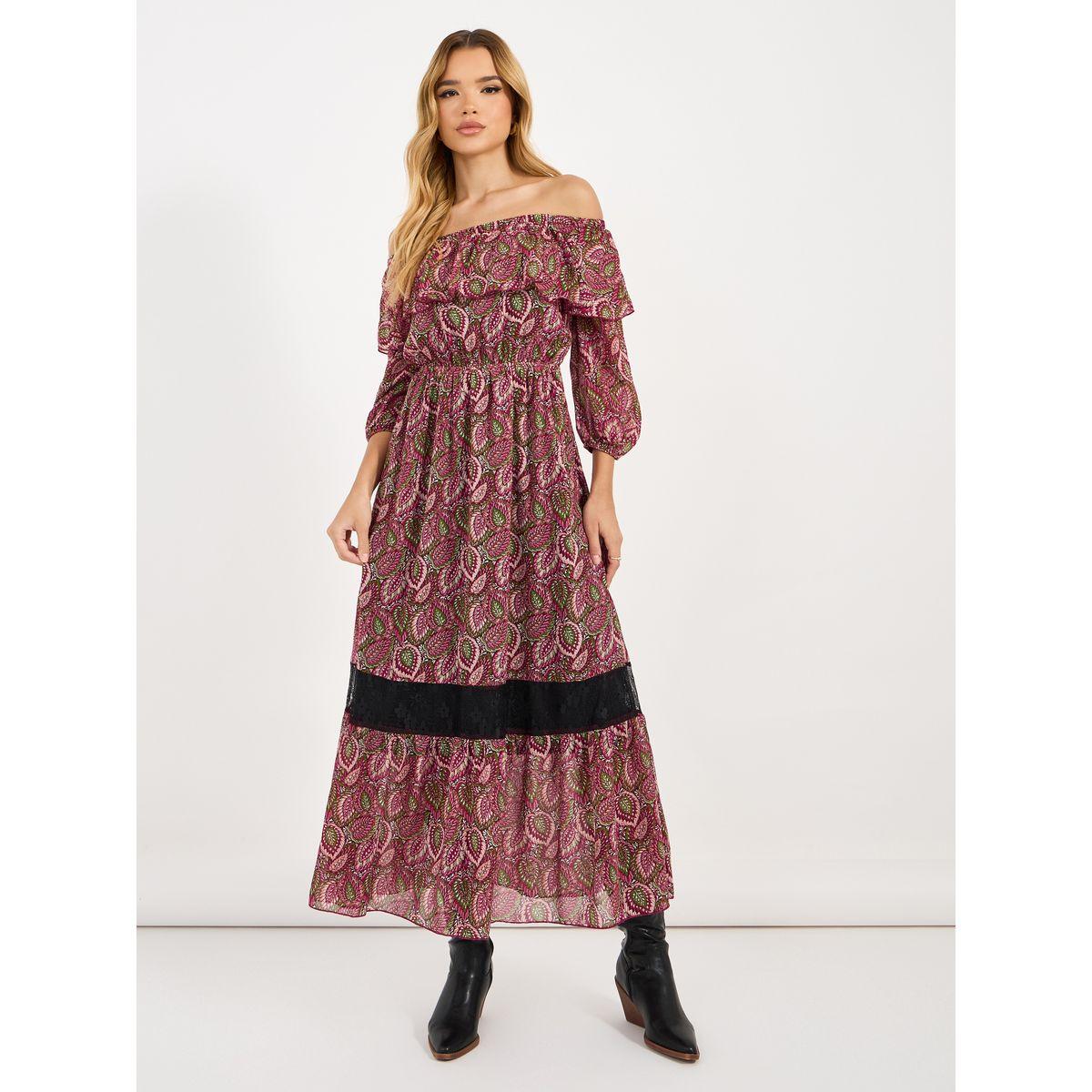 فستان طويل مطبع بالكامل مع أكتاف مكشوفة-women-clothing-dresses-image-1