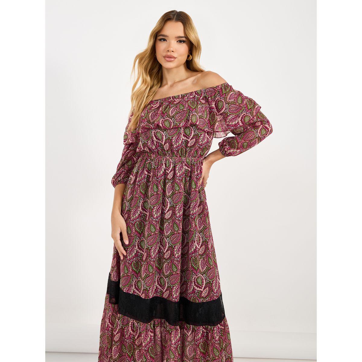 Styli All Over Print Off Shoulder A-Line Maxi Dress-women-clothing-dresses-image-2