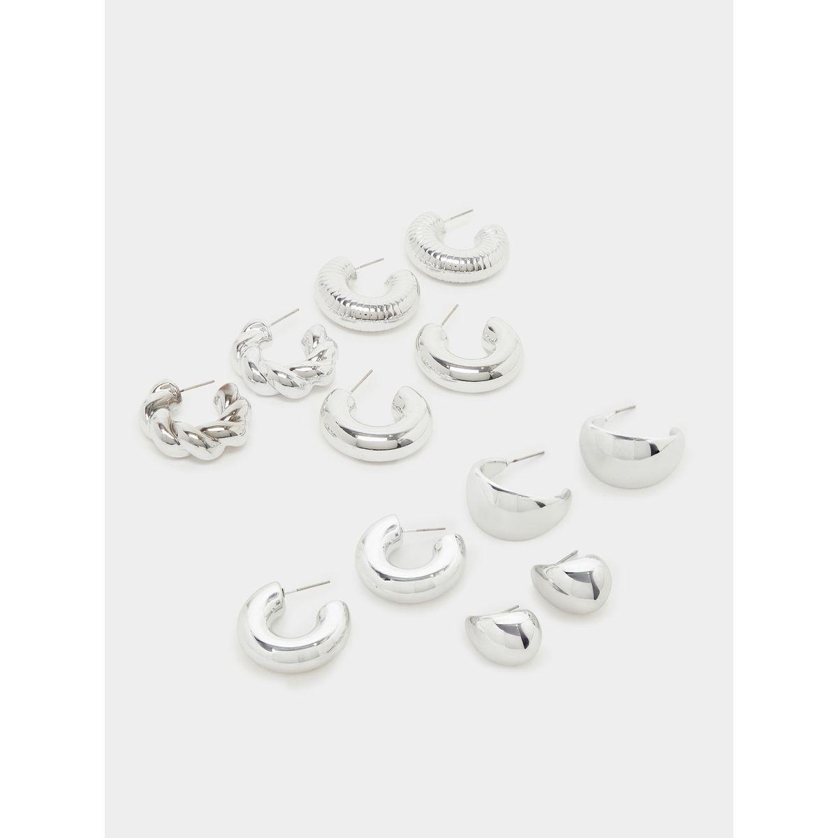 Styli Set of 6 - Plain Hoop Earrings-women-watchesandjewellery-jewellery-earrings-image-1