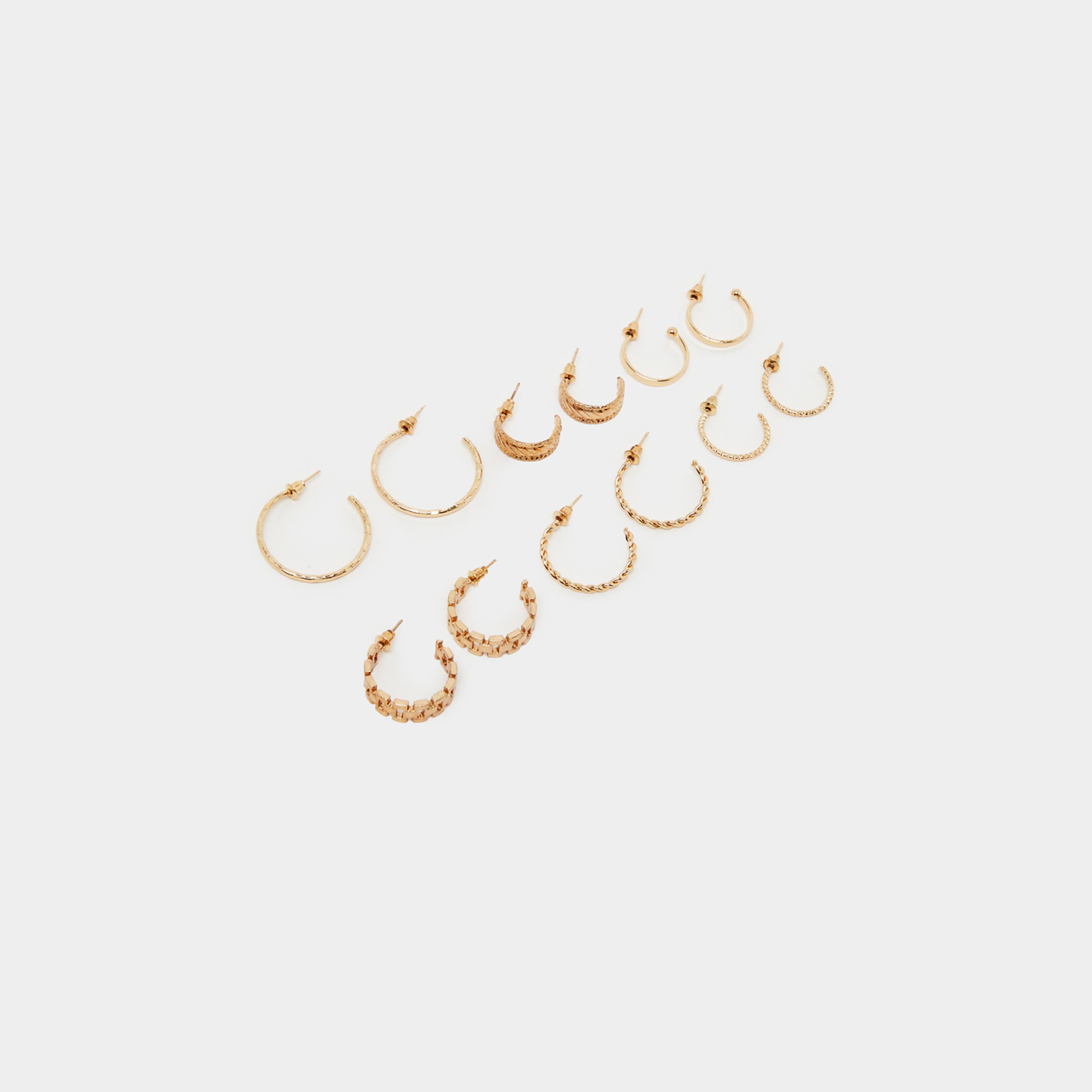 Styli Set of 6 - Textured Hoop Earrings-women-watchesandjewellery-jewellery-earrings-image-1