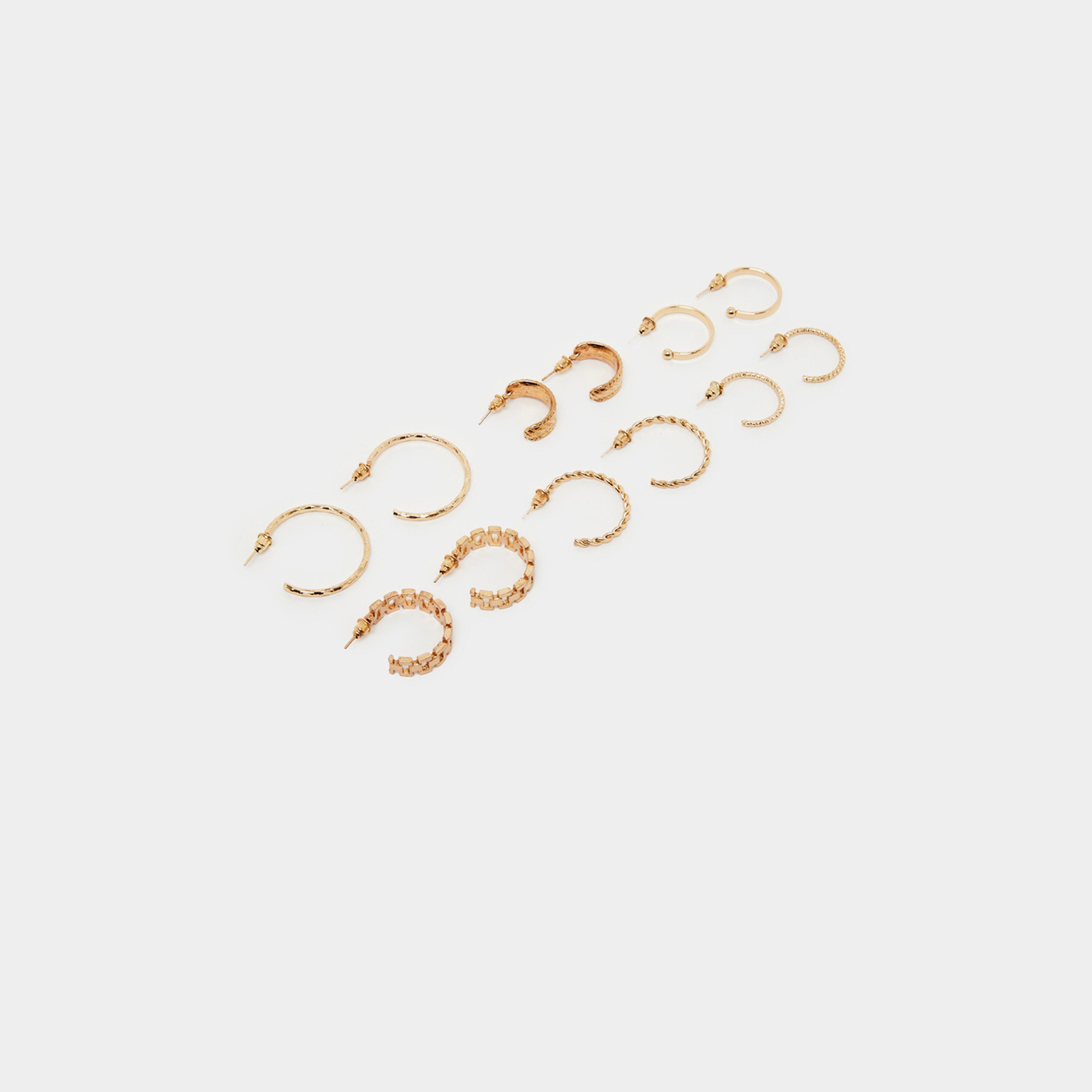 Styli Set of 6 - Textured Hoop Earrings-women-watchesandjewellery-jewellery-earrings-image-3
