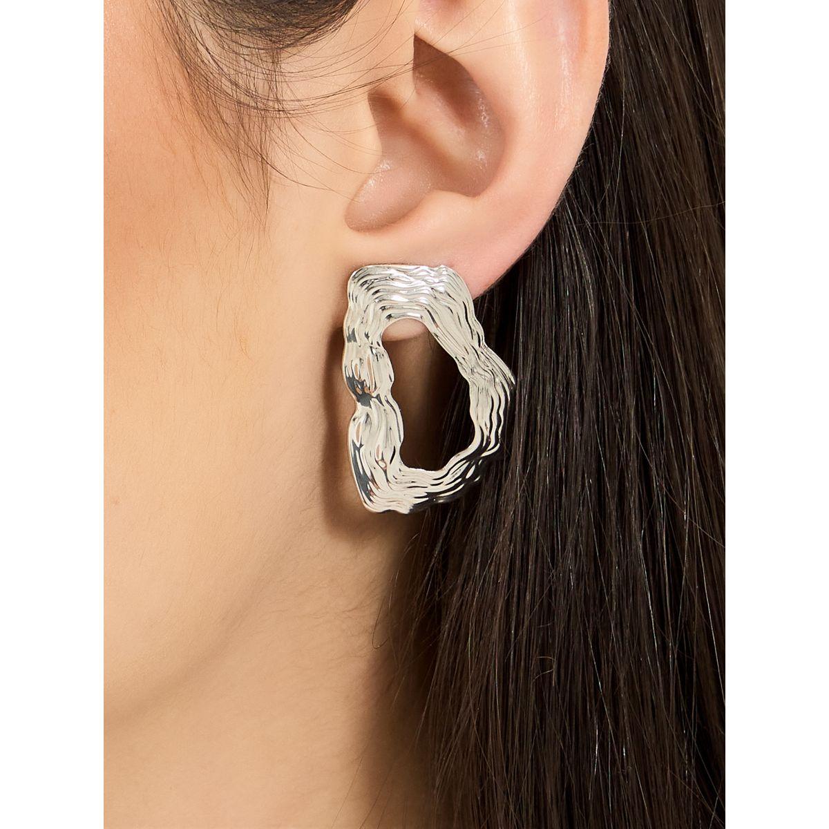 Styli Textured Curved Earrings-women-watchesandjewellery-jewellery-earrings-image-2