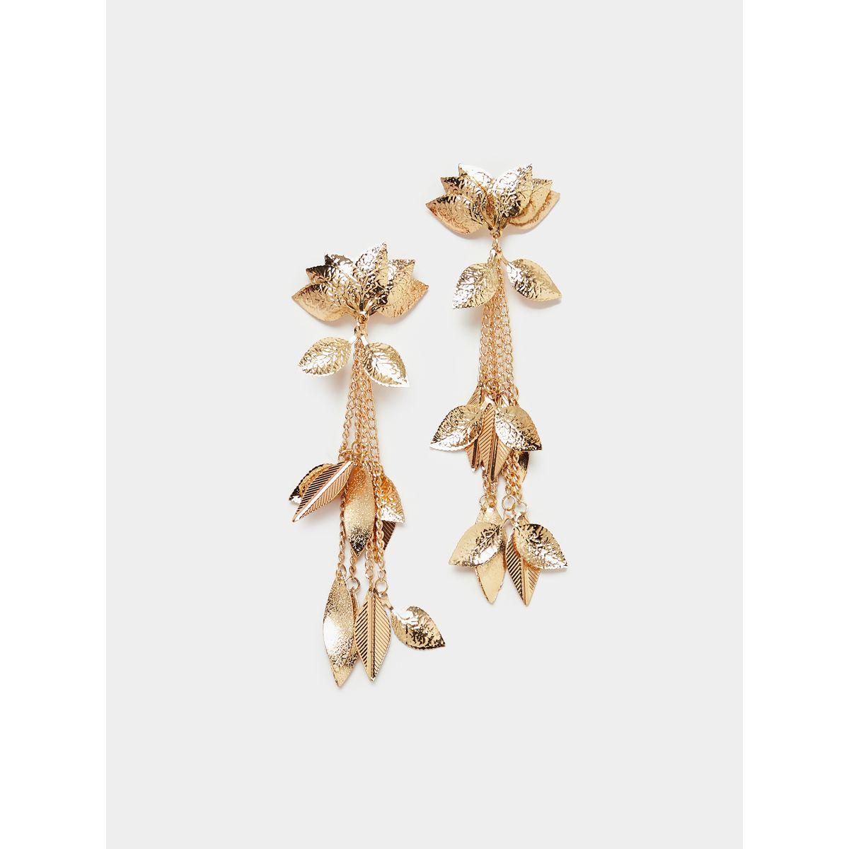 Styli Leaf Drop Earrings-women-watchesandjewellery-jewellery-earrings-image-1