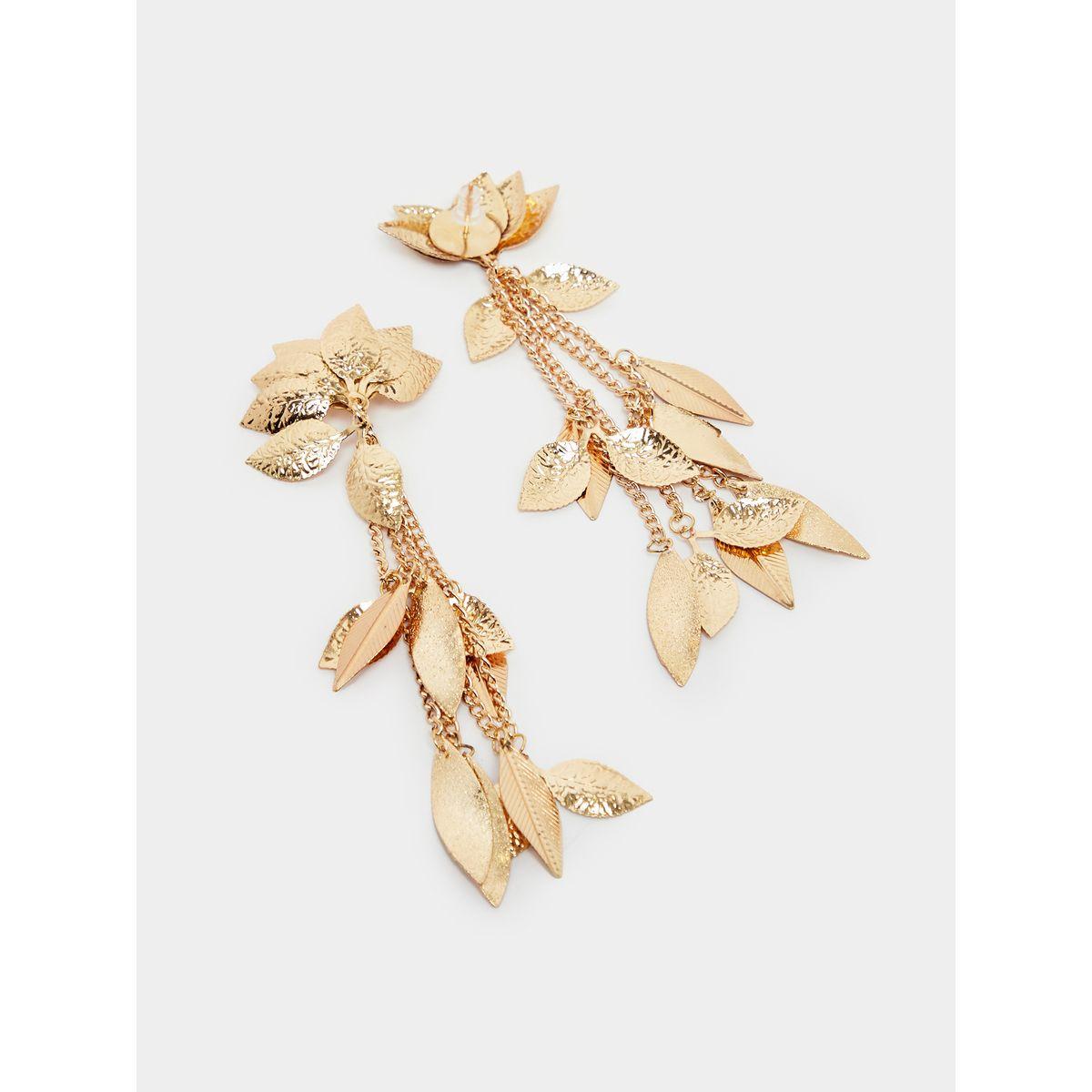 Styli Leaf Drop Earrings-women-watchesandjewellery-jewellery-earrings-image-3