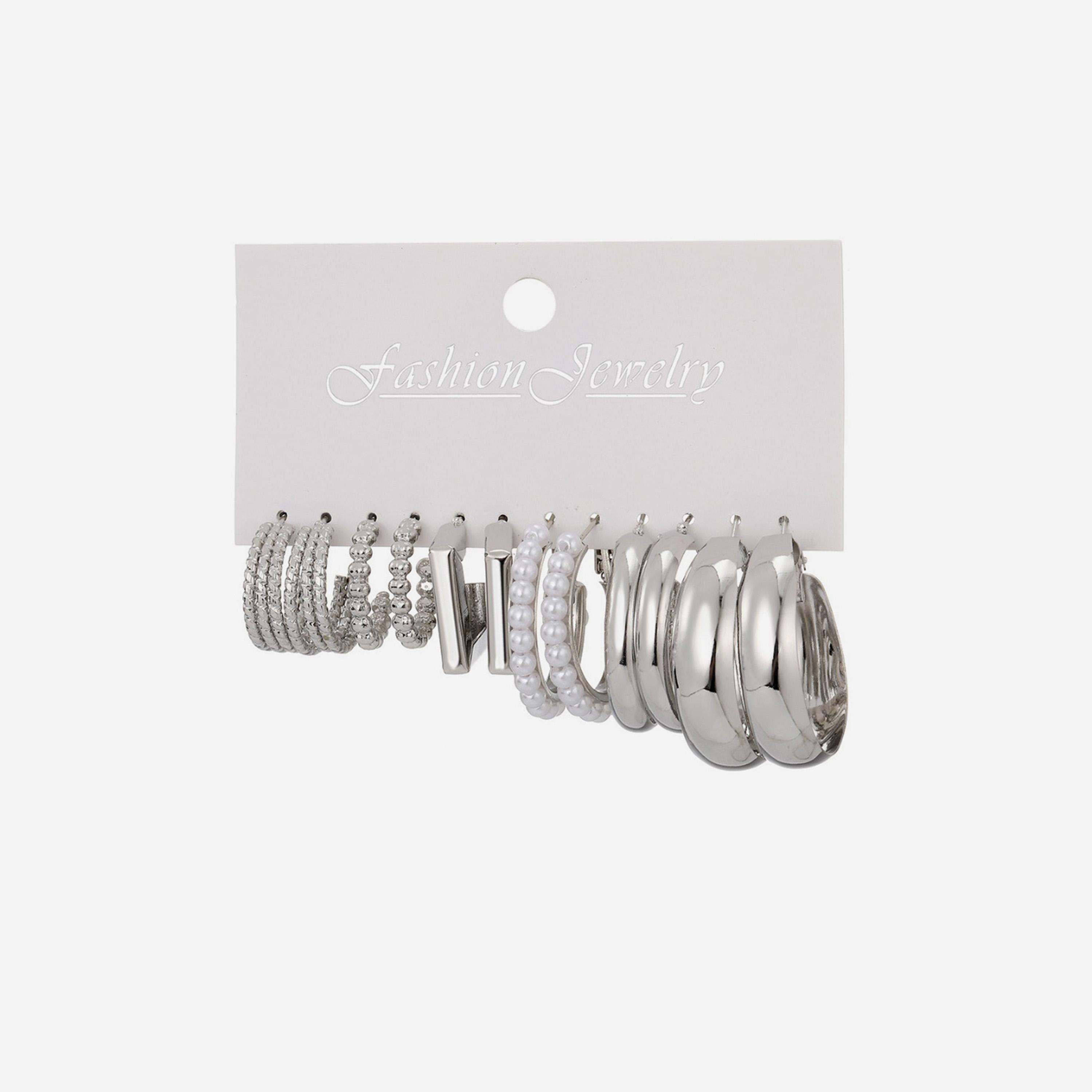 ستايلي - مجموعة من 6 قطع - أقراط منقوشة-women-watchesandjewellery-jewellery-earrings-image-4